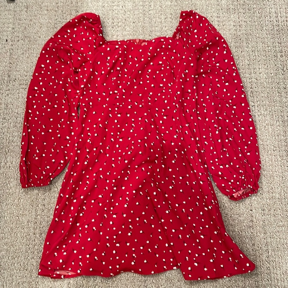 Shein 12-13 Y Red Mini Dress Long sleeves